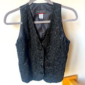 J.R. Nites by Caliendo Vintage Black Beaded Satin Vest Sz 4